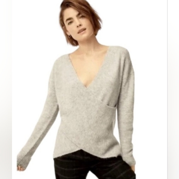 Babaton Crossover Faux Wrap Wool Alpaca Sweater Large - Picture 2 of 7